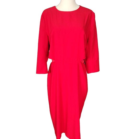 Gabrielle Union Red Cutout Bodycon Midi Dress Size 12 - Picture 4 of 16